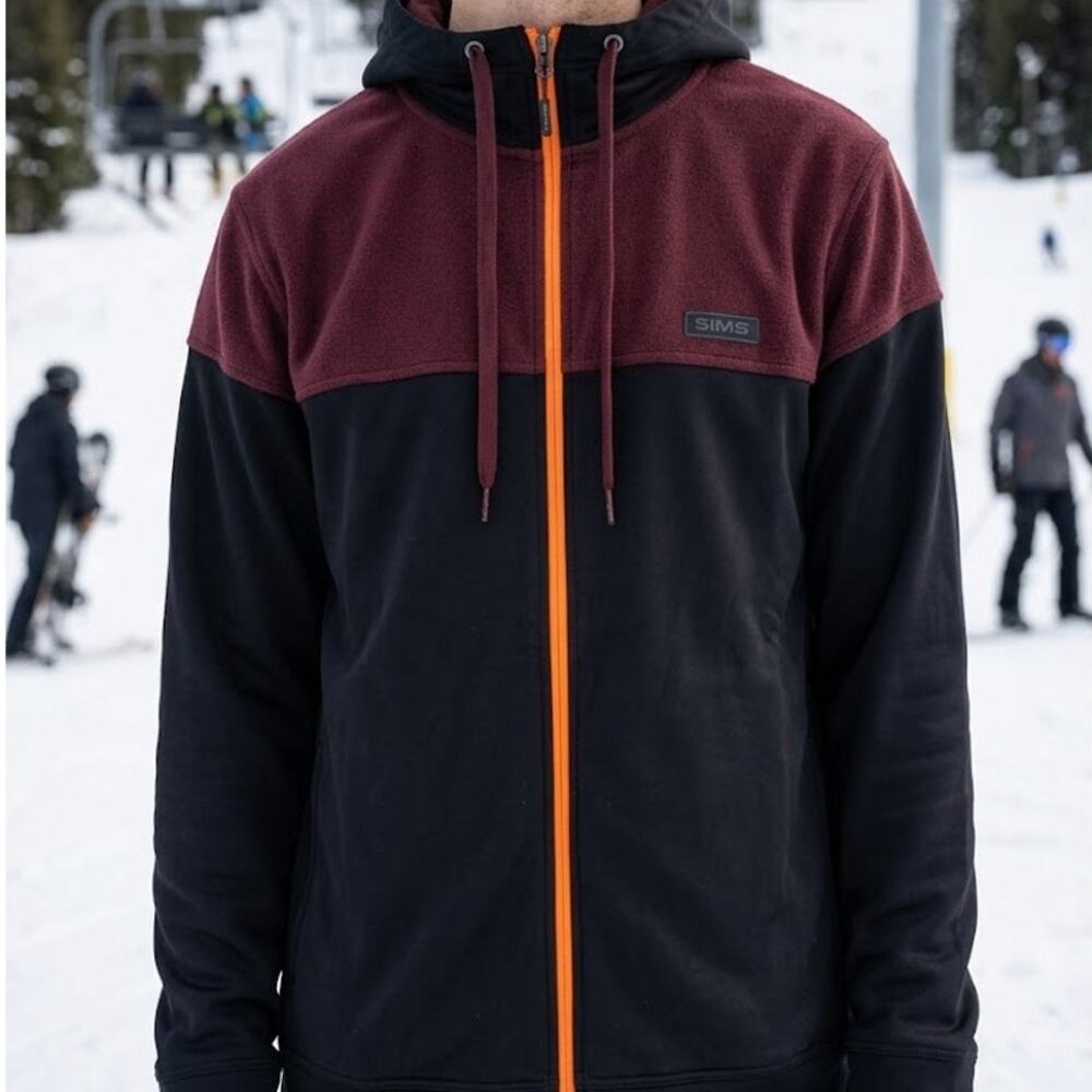 SIMS Men's L Full Zip Fleece Hoodie Jacket Snowcore Gorpcore Y2K Cyber Grunge